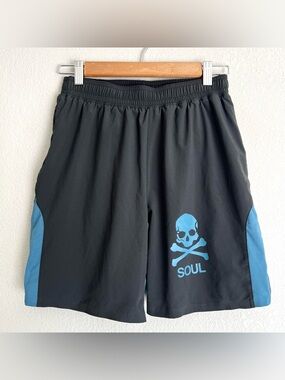 Soul Cycle Mens Compression Lined Skull Shorts Size Small Black Blue